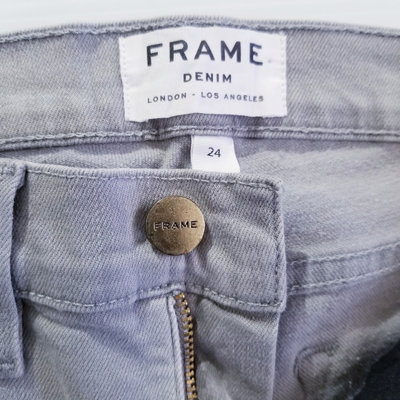 FRAME DENIM Le High Flare Leg Jeans Hardy Grey Light Wash Size 24 - Picture 14 of 16